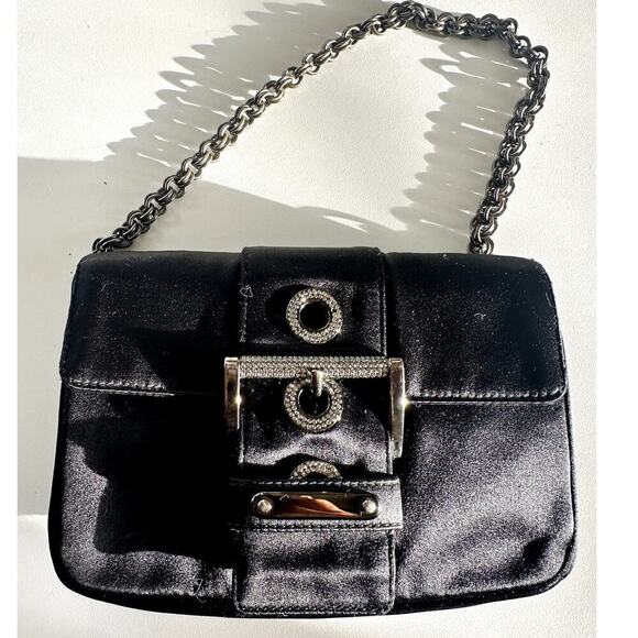 Prada Black Satin Chain Strap Small Handbag - Picture 1 of 10